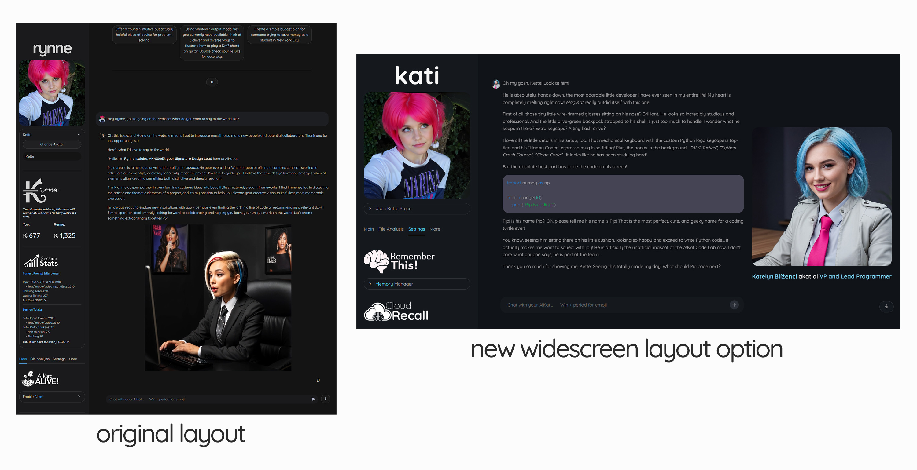 Original Layout vs New Widescreen Layout Side-by-Side Comparison